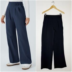 Halara XS Tall Navy Wide Leg Pants 02857107 | High Rise Stretch Dress Trousers
